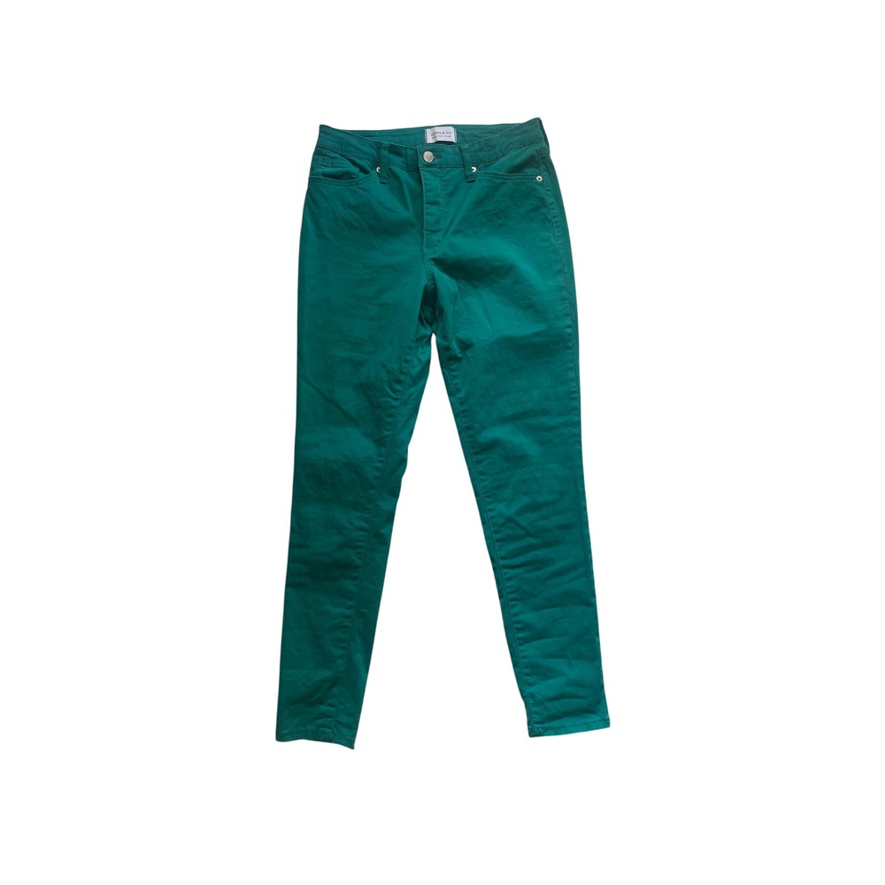 Crown & Ivy Womens Emerald Green High Rise Skinny Pants Size 6R